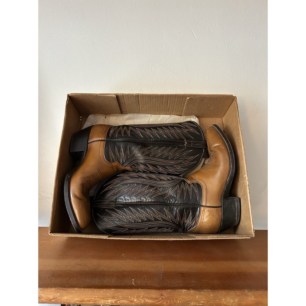 Dan Post 6994 Western Boots Brown Black Biltrite Cowboy Leather Men's Size 8 - Picture 9 of 12